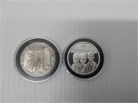 (2) one troy ounce silver rounds   .999