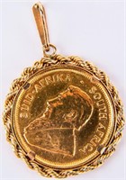 Coin 1/4 Ounce Gold Krugerrand in Bezel