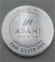 1 Troy Oz. 999 Fine Silver Asahi Round