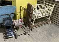 (H) Vtg Crib, Strollers, & More