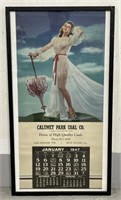 (S) 1947 Calumet Park Coal Illinois Framed