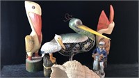 4 Pelicans, Sea Captain Decanter & Sign, Seashell