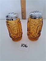 Vintage Moon and Stars Amber Salt & Pepper Shakers