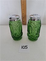 Vintage Moon and Stars Green Salt & Pepper Shakers