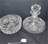 LARGE CRYSTAL DECANTER AND BOWL