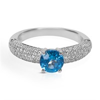 18K WG 1CT DIAMONDS & 1.06CT BLUE TOPAZ