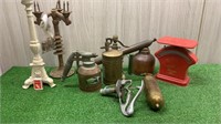 VINTAGE BRASS & COPPER SPRAYERS, SCALES,