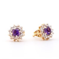 Plated 18KT Yellow Gold 0.42ctw Amethyst and Diamo