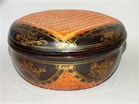 Caned & Lacquered Lidded Box