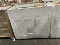 36IN SINGLE WHITE VANITY CABINET WITH 4 DRAWERS