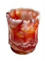 Imperial slag glass orange toothpick holder