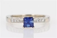 1.05 Ct Sapphire Diamond Engagement Ring 14 Kt