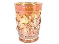 Marigold Carnival Glass Iris Design Tumbler 4.25"H