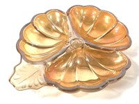 Marigold Iredescent Carnival Glass Candy Dish