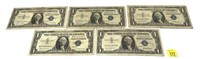 x5- $1 silver certificates series of 1957 -x5