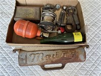 Antique Items: Tools, Bottle, Maytag Cast Door