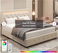 Upholstered LED Platform Bed with 4 Storage