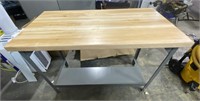 Wooden and Metal Stationary Prep Table 48x24x38in
