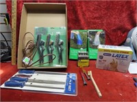 Wire brushes, extension cord, dog waste bags,