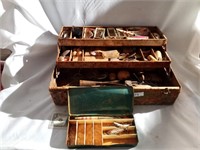 Vintage tackle box and fishing tackle