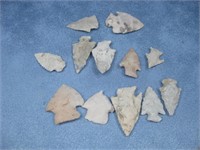 12 Authentic Native American Arrowhead Artifacts