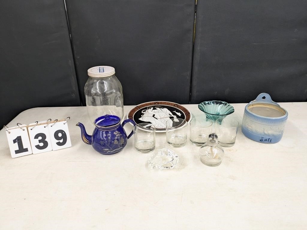 Assorted Glassware, Plate, Planter, Jar, etc.