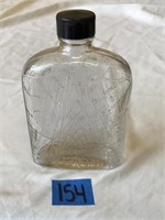 Glass Liquor Flask Bottle, Bakelite Star Pattern