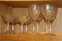 Set of Etched Stemware Glasses