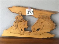 Decorative wood wall hanging 26 inches long by 14