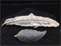 2 Sterling Feather pins