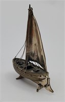Vintage Miniature Sailship .835 Silver Sculpture