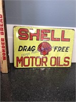 SHELL MOTOR OILS TIN SIGN-APPROX 12"WX8"T