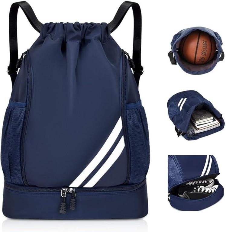 Drawstring Backpack Sports Gym Bag with Shoes...