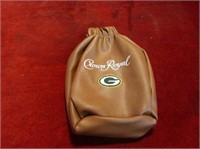 Leather crown royal whiskey Green bay Packers bag.