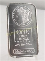 One Troy Ounce .999 Fine Silver Bar