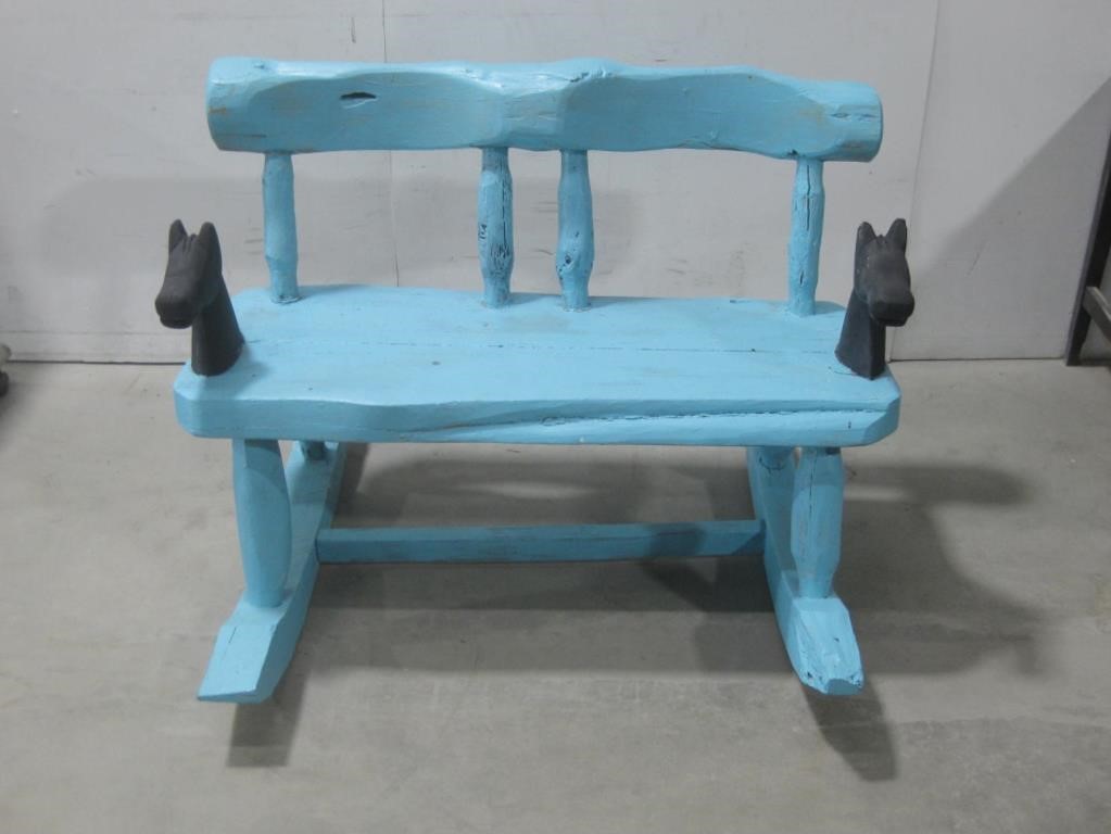 Hand Made 47"x 39.5"x 3' Painted Horse Bench