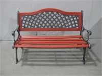 Vtg 50.5"x 21"x 33" Red Cast Iron & Wood Bench