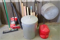 METAL TRASH CAN, GALVANIZED WASH TUB, MISC