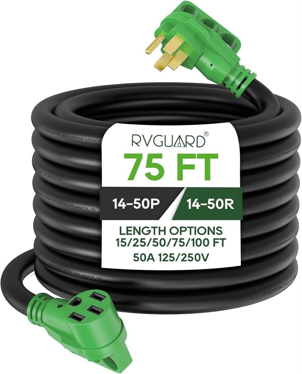 RVGUARD 50 Amp 75 Foot RV/EV Extension Cord