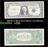 1957B $1 Blue Seal Silver Certificate Grades vf++