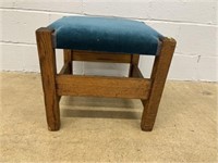 Oak Vtg. Upholstered Stool