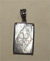 950 Silver Carved Mother-of-Pearl Pendant