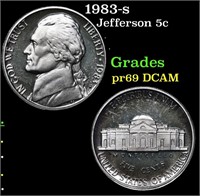 Proof 1983-s Jefferson Nickel 5c Grades GEM++ Proo