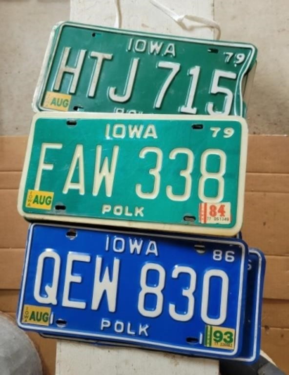Assorted Iowa license plates. 12 count
