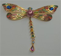 Beautiful Joan Rivers Stain Glass Style Dragonfly