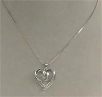 Sterling Silver White Sapphire Heart Pendant