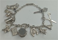 Vintage Sterling Silver Charm Bracelet, weighs