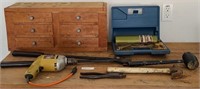 Small Tool Wooden Tool Box & Misc Tools