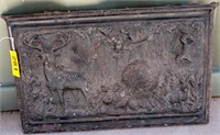 Antique Forest Animals Cast Iron Fireplace Insert