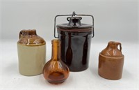 Small Crocks & Glass Cusenier Bud Vase